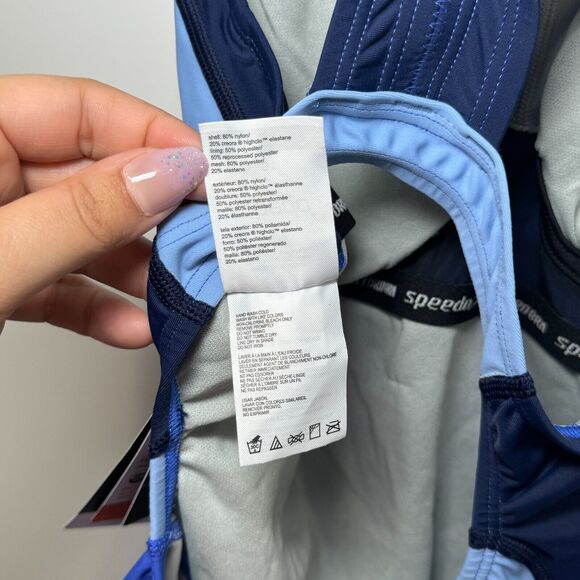 Speedo Womens Size 6 Hyper Blue‎ Racing Cut One-Piece Swimsuit HydroBra UPF 50+ - Picture 6 of 13